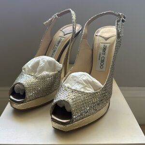 Jimmy Choo Glitter Champagne Heels!